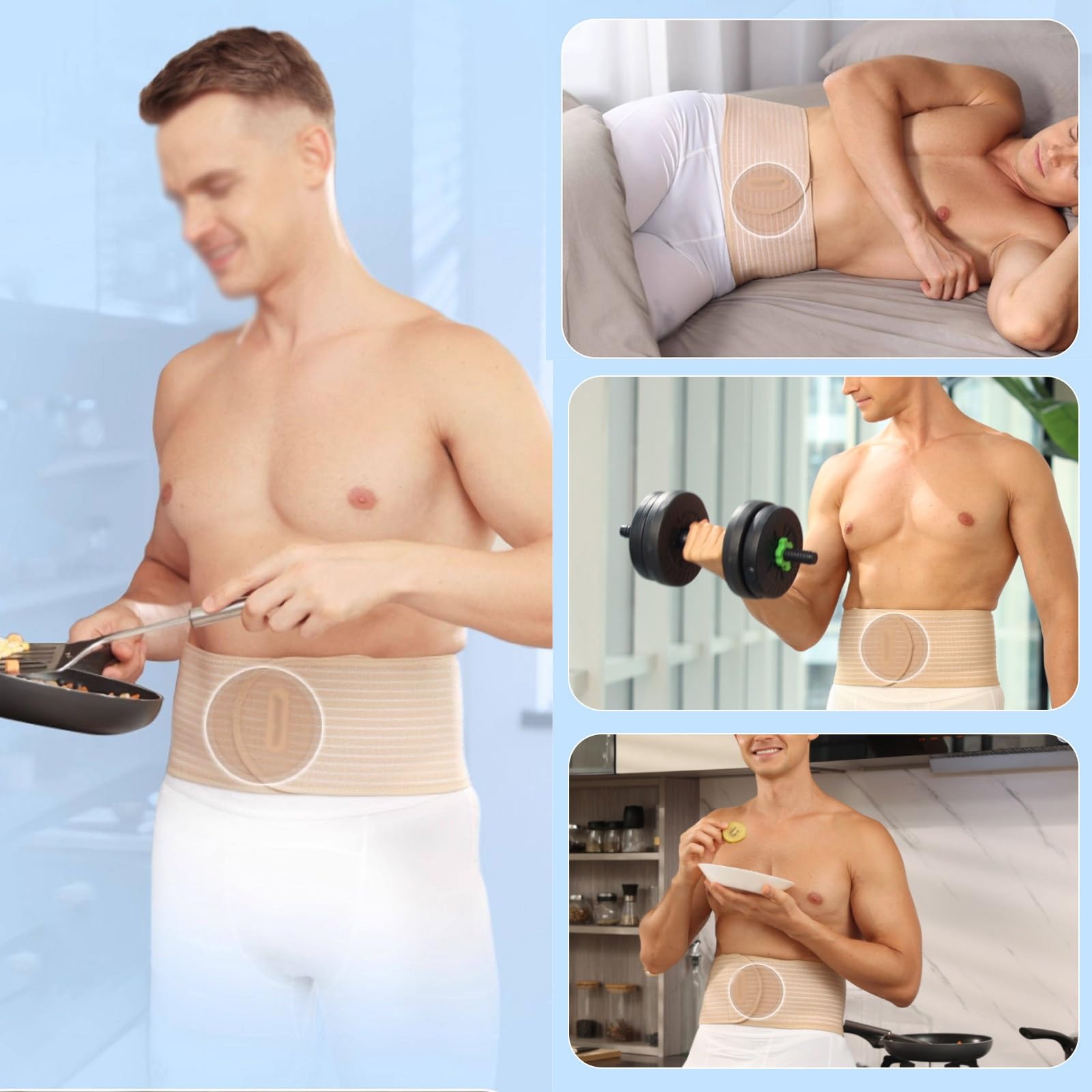 Fascia Ernia Ombelicale per Uomo E Donna, Fascia Addominale Contenitiva con Cuscinetto di Compressione Ventilato per la Pressione Addominale, Delicata sulla Pelle(Pink,Large)