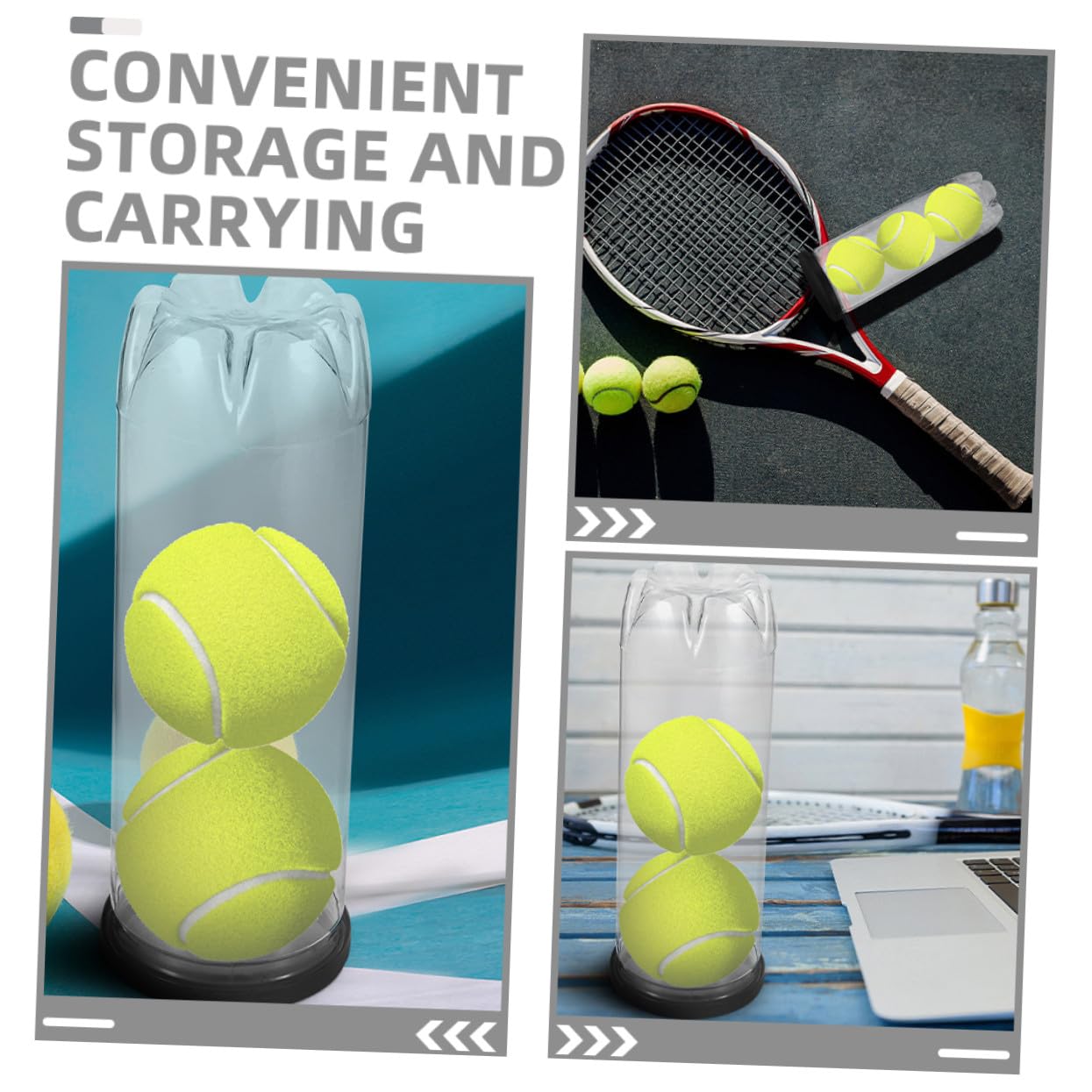 6 pièces Boîte de Rangement Transparente pour Balles de Tennis avec Couvercle Noir Lot de Tubes PVC Durables pour Stockage et Organisation Intérieure et Extérieure