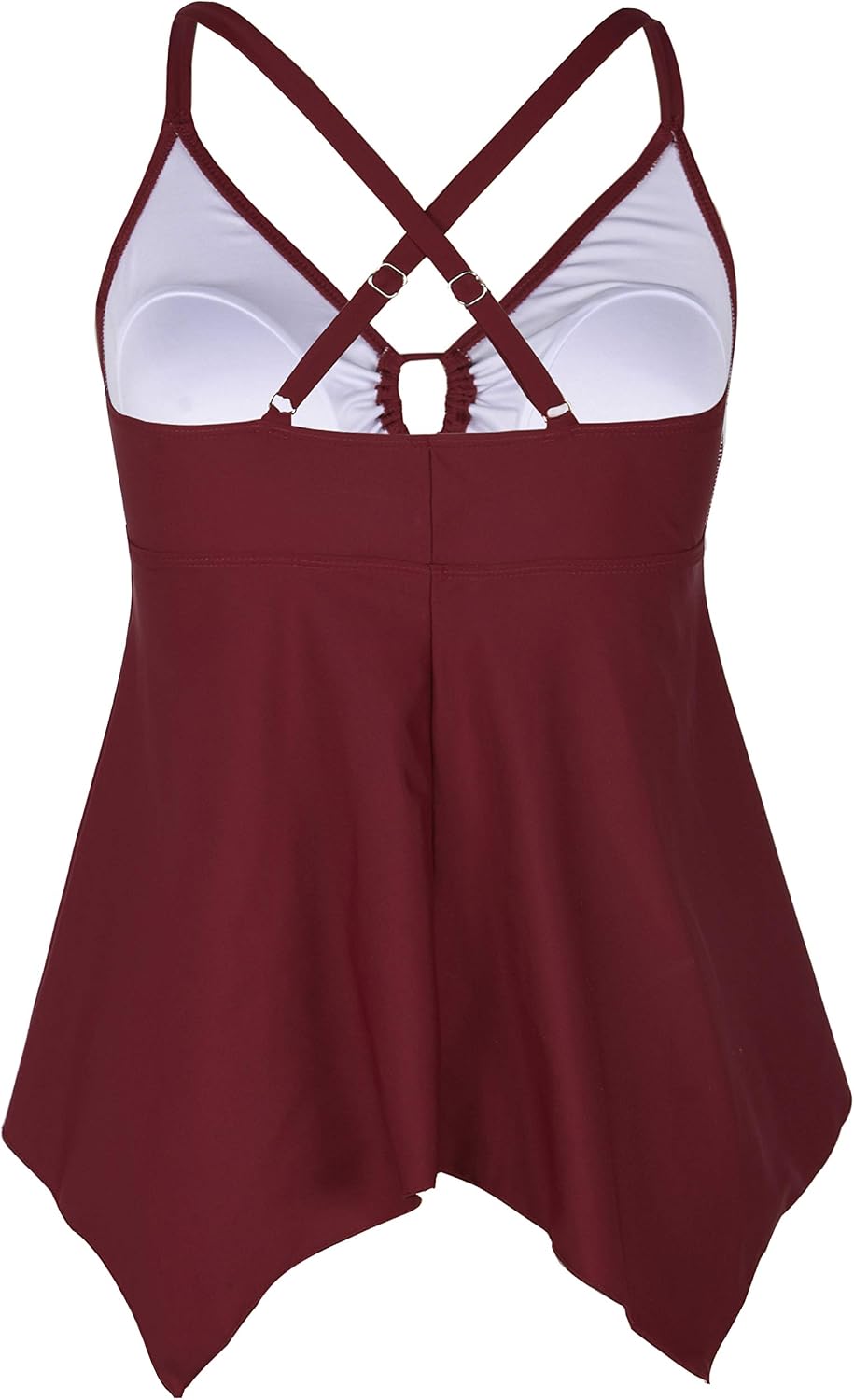 Mycoco Women's Front Tie Swim Top Cross Back Tankini Top Flowy Swimdress Tummy Control