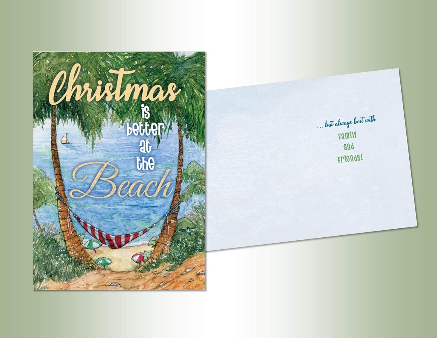 LPG PERFORMING ARTS BOXED CHRISTMAS CARD SET Beach Christmas Set of 18 cards with full color inside designs/18 envelopes (1 design per box), 52784
