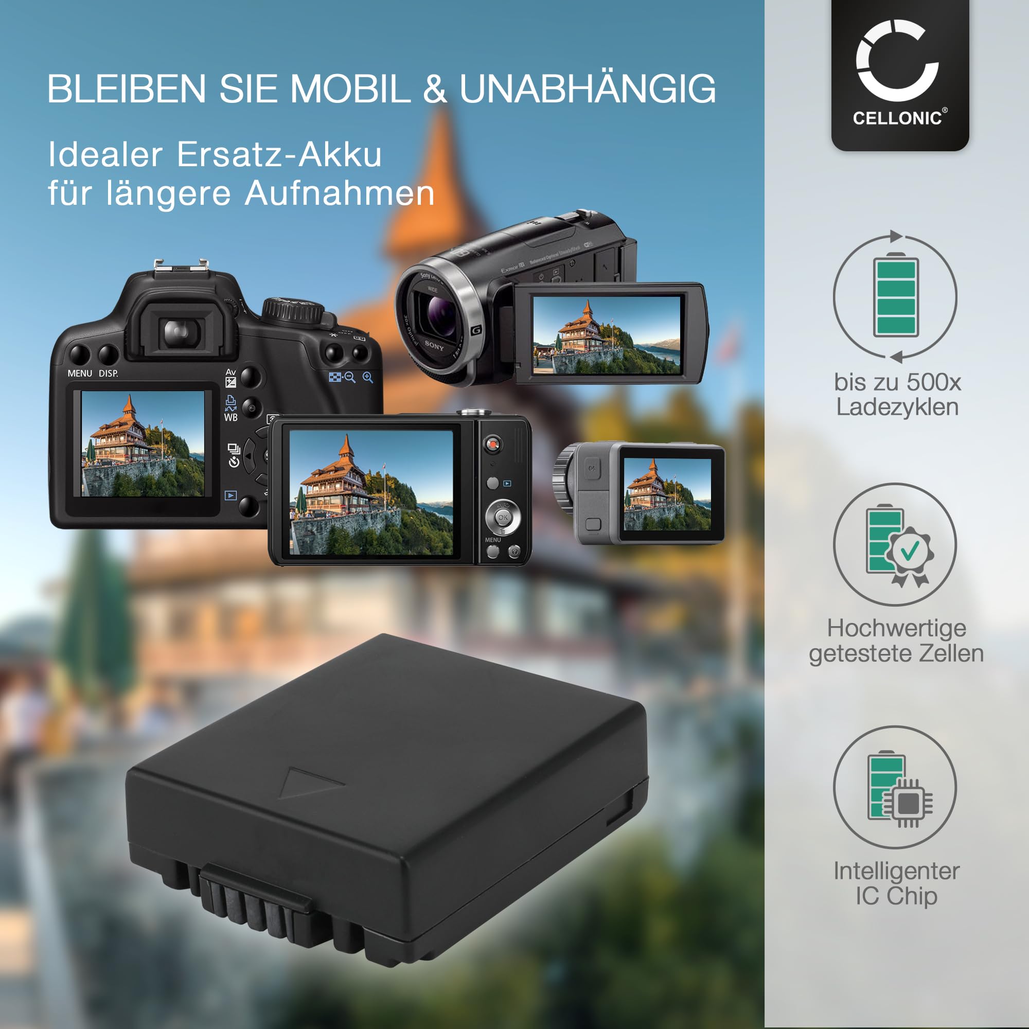 Ersatzakku Für Panasonic LUMIX DMC-FZ20 Kamera - Kompatibel, 7,2V / 600 MAh | AGI Qualität