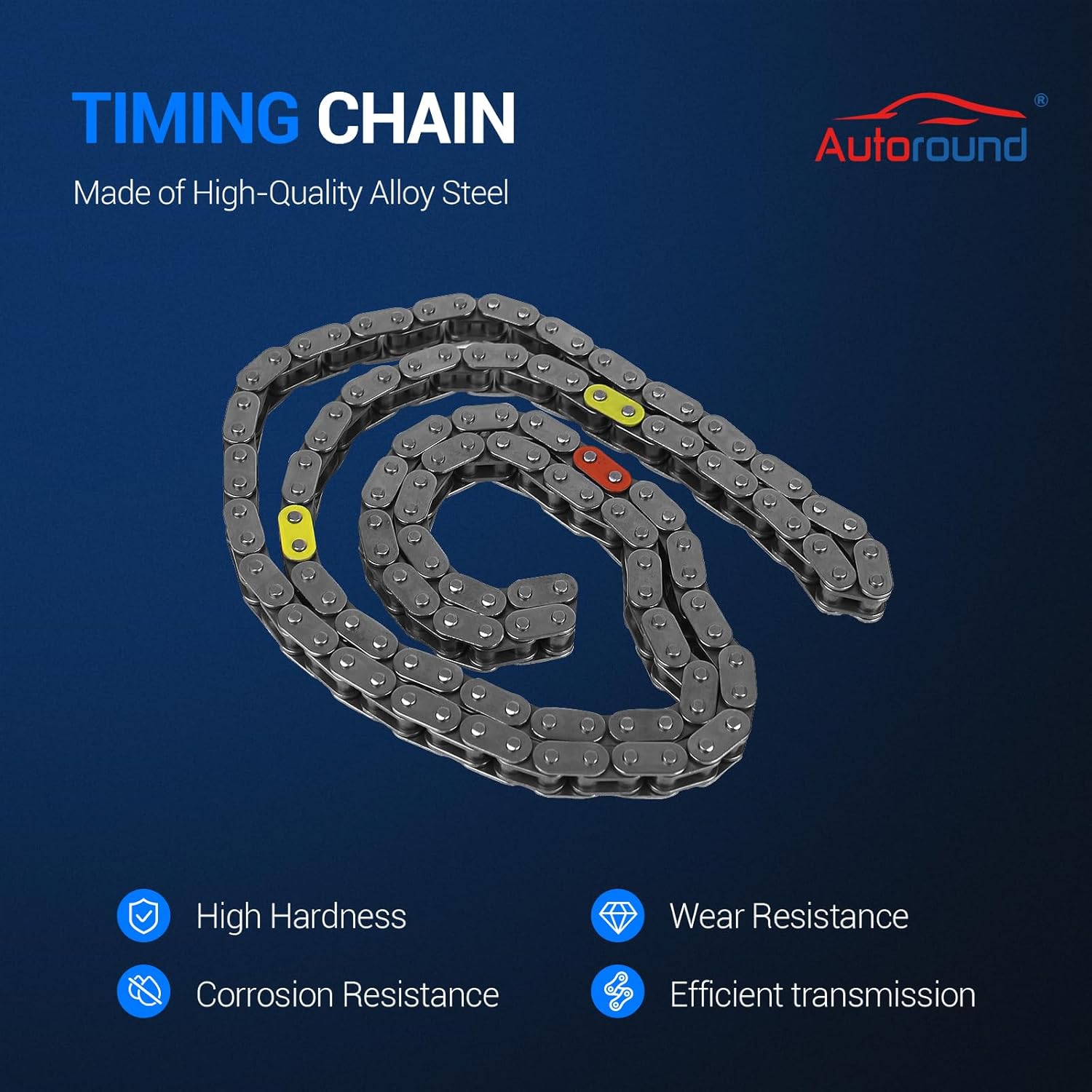 Autoround Engine Timing Chain Kit [1.8L L4] fit for Toyota Corolla 98-08/ Celica 00-05/ Matrix 03-08, Pontiac Vibe 03-08, Chevy Prizm 98-02, w/Chain Guide Rail Tensioner Sprocket