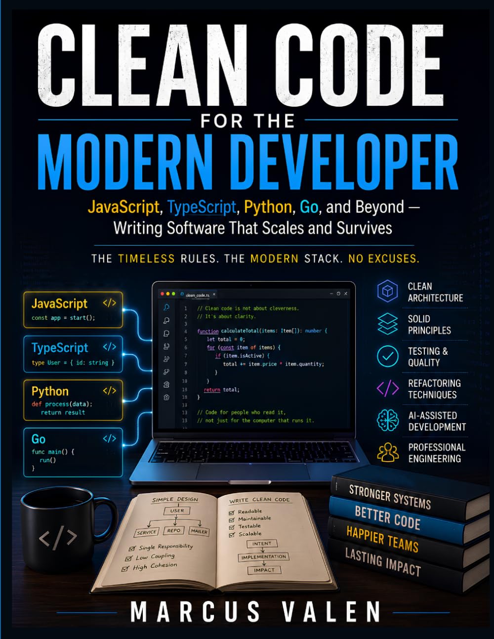 Clean Code for the Modern Developer: JavaScript, Python, Go, and Beyond — Writing Software That Scales and Survives