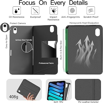 OYOSUOGG for iPad mini A17 Pro (7th) 2024 & iPad mini 6th Gen 2021 8.3 Inch Case with Detachable Keyboard & Trackpad, 7-Color Backlit, Pencil Holder, Magnetic Raised Floating Stand Keypad, Black