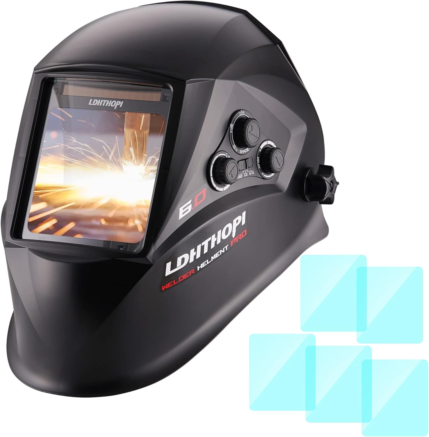 LDHTHOPI Welding Helmet Auto Darkening, 3.94"X3.82" Large Viewing