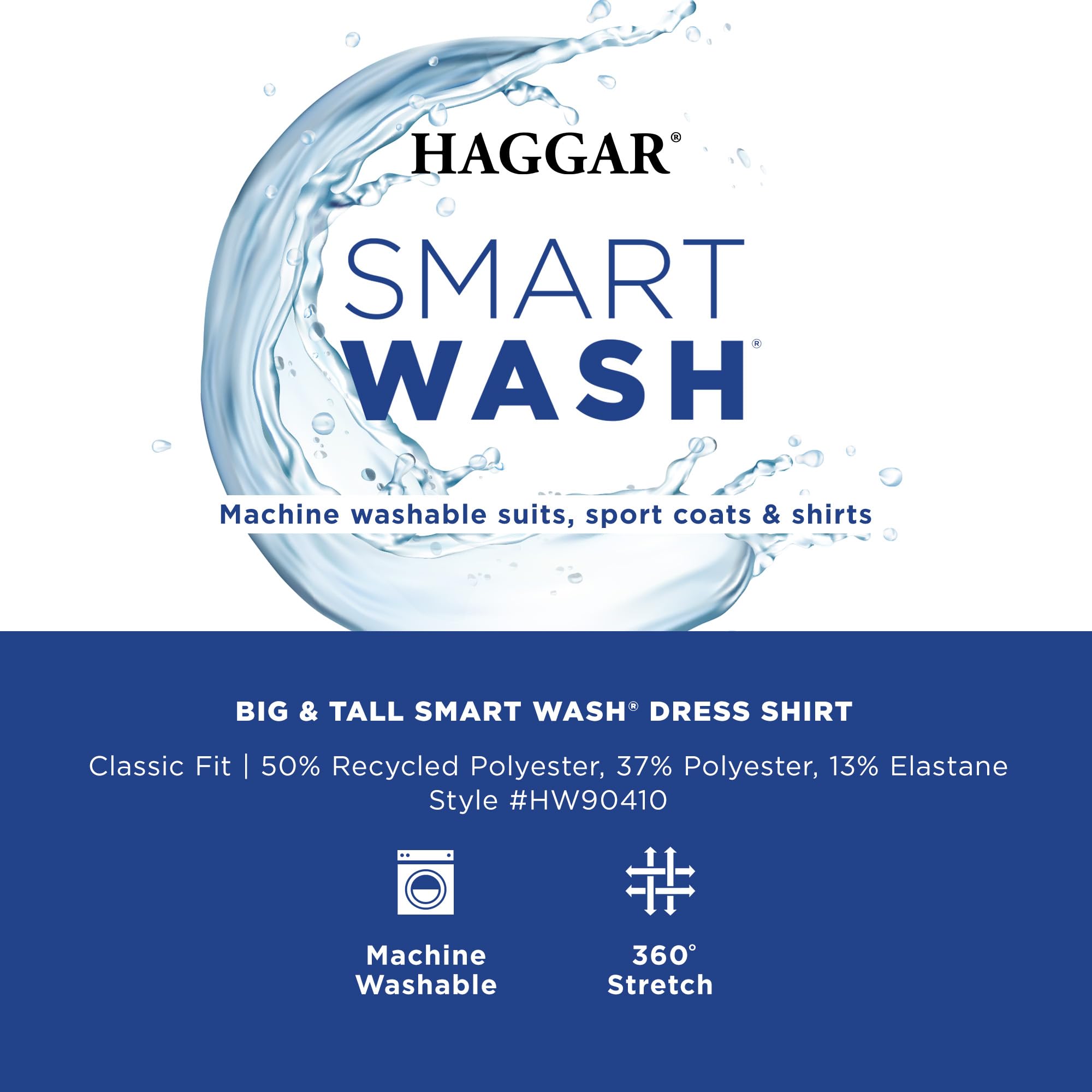 Haggar Smart Wash Classic Fit Comfort Stretch Dress Shirt - Taglie Grandi O Alte Smart Wash Classic Fit Comfort Stretch Dress Shirt - Taglie Grandi o Alte Uomo