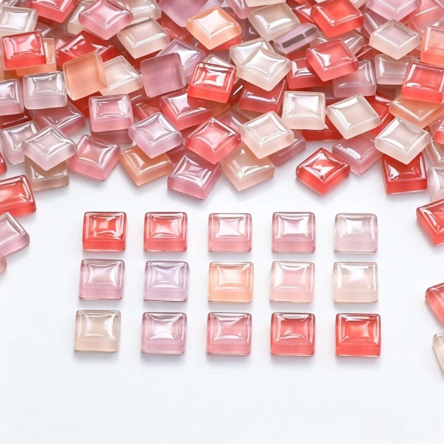 Square Glass Mosaic Tiles 228 Pcs, 16 Color Mixes for Crafts