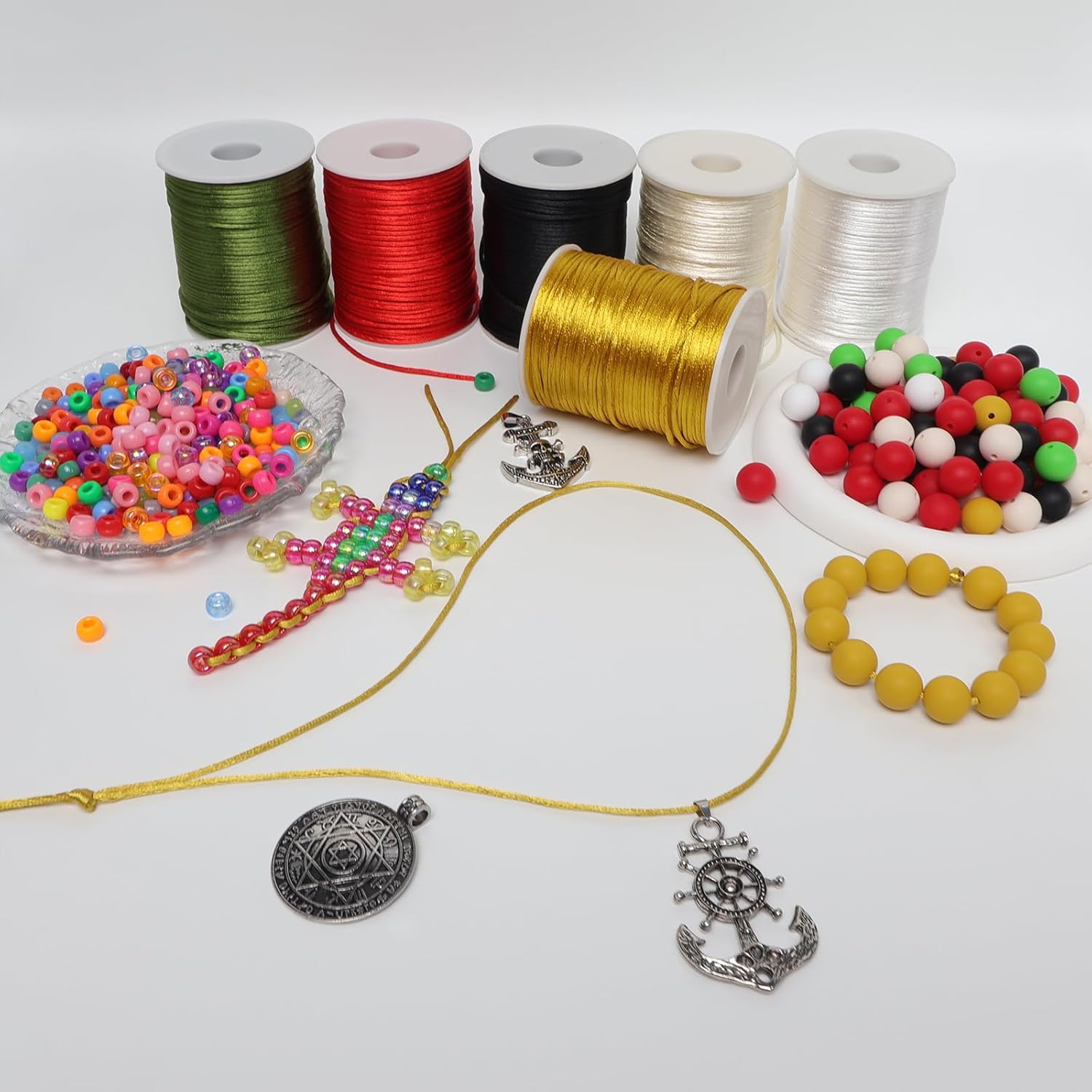 2 mm x 330 Feet Satin Nylon Cord, Silky Smooth Nylon String for Jewelry Making Bracelet Necklaces Beading Thread Rattail Macrame Kumihimo Chinese Knot Craft - Image 5