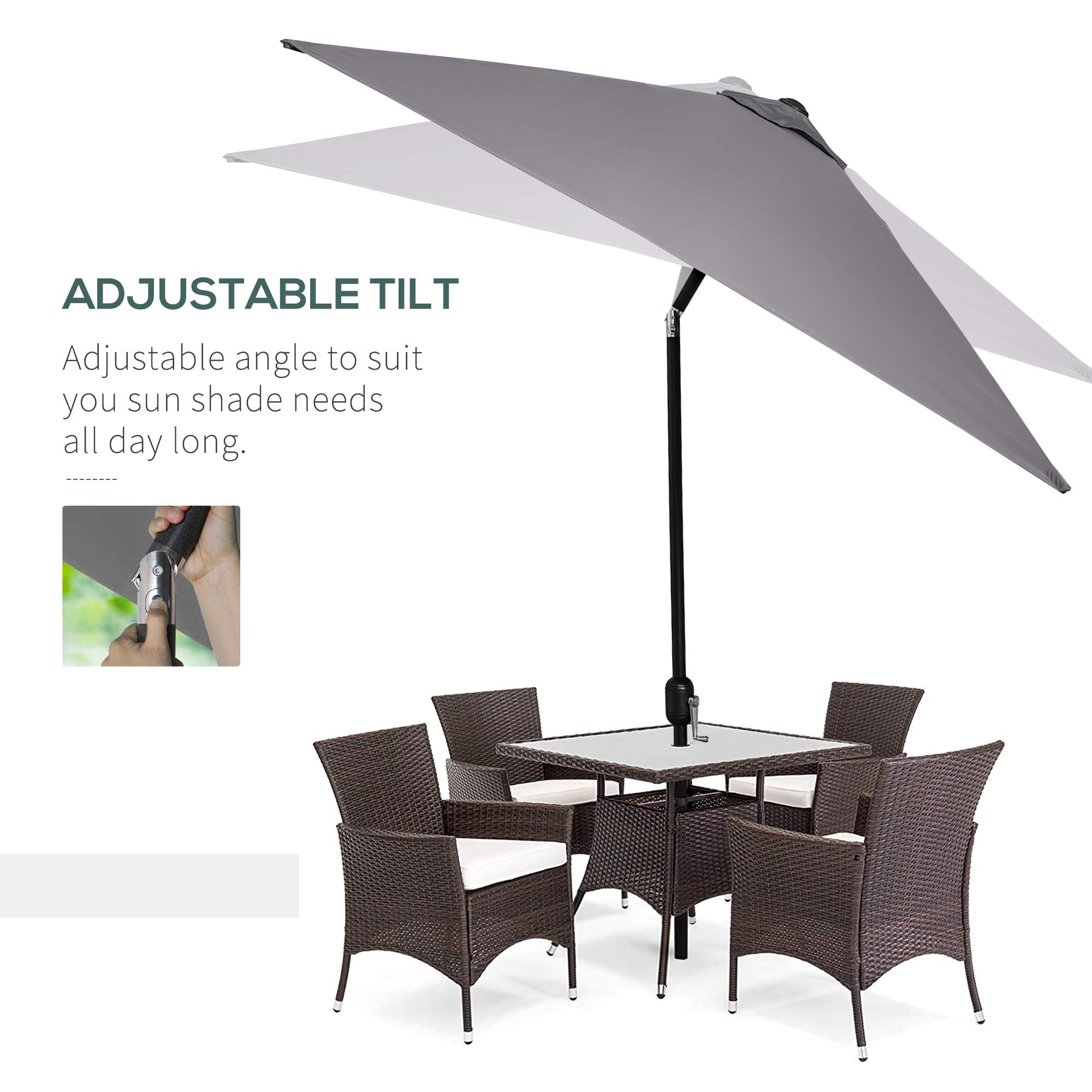 Buy Outsunny 3x2m Patio Parasol Garden Umbrellas Canopy with Aluminum