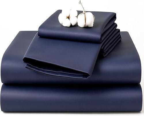 Hyde Lane Juego de sábanas de algodón de 1000 hilos, 4 piezas, sábana bajera, sábana encimera y fundas de almohada, se estira hasta 16 pulgadas para