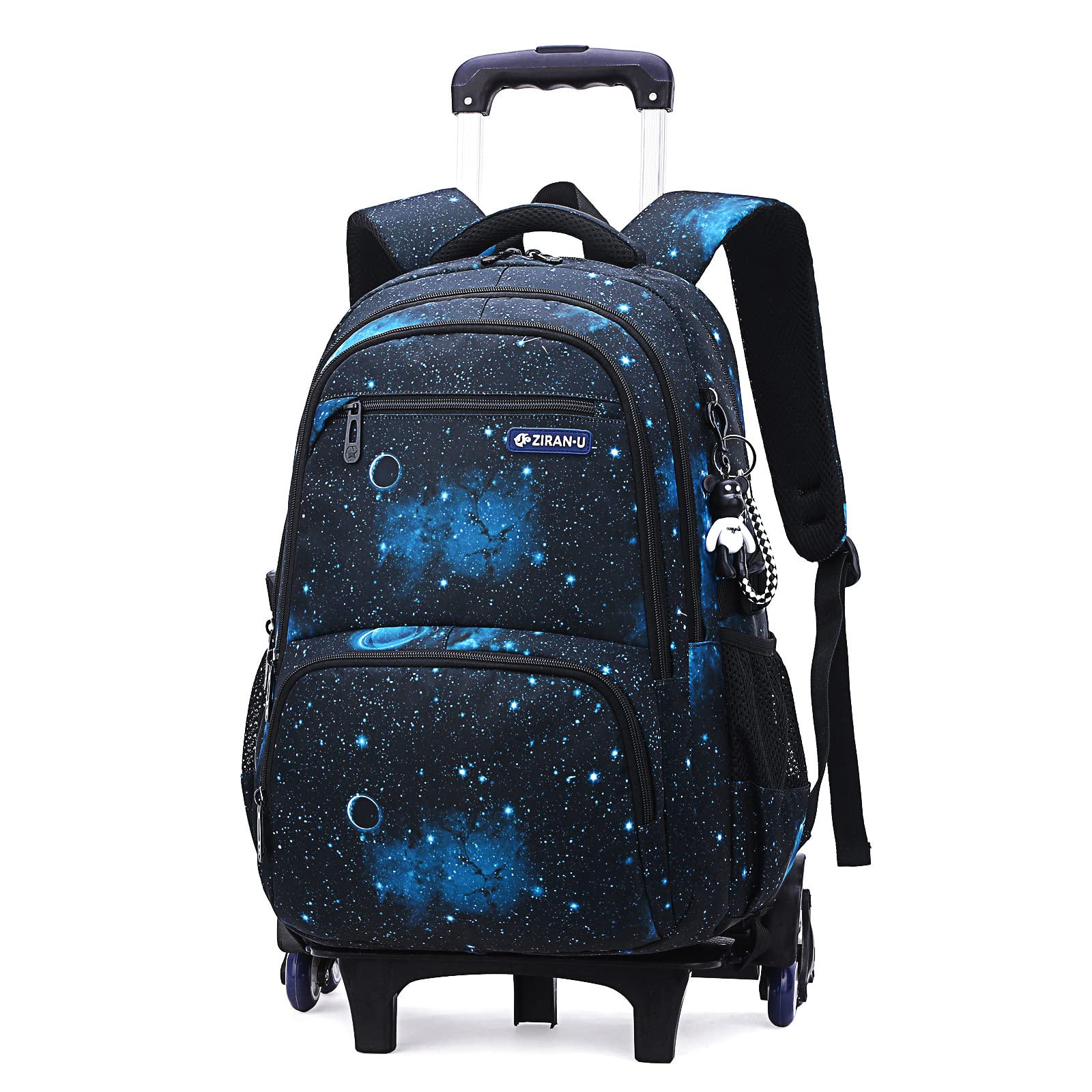 Amythe Mochila Escolar con Ruedas, Mochilas Niños Adolescentes, Seis Ruedas Carro Mochilas Escolares Trolley, Desmontable, Ideal para IR al Colegio o de Viaje