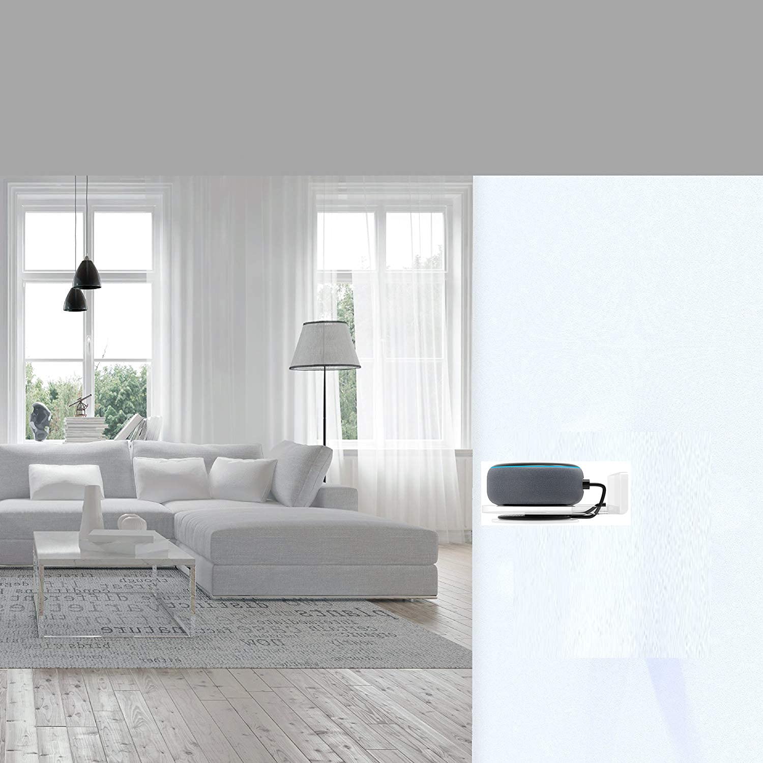 For Alexa Echo Dot 3rd Wall Mount Stand（Not include echo dot） Accessories with Integrated Cable Management, No Screws Required, Speaker Accessories Rack (Alexa Echo Dot 3rd, Transparent) A336