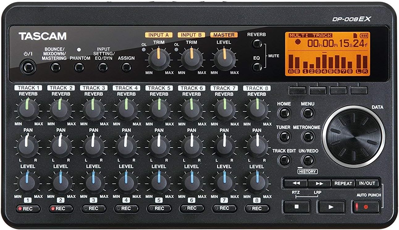 TASCAM DP-008EX 8-Track Digital Pocketstudio Multitrack Recorder, Built-in Mics, Songwriting, Battery Operated TASCAM DP-008EX 8-Track Digital Pocketstudio Multitrack Recorder, Built-in Mics, Songwriting, Battery Operated