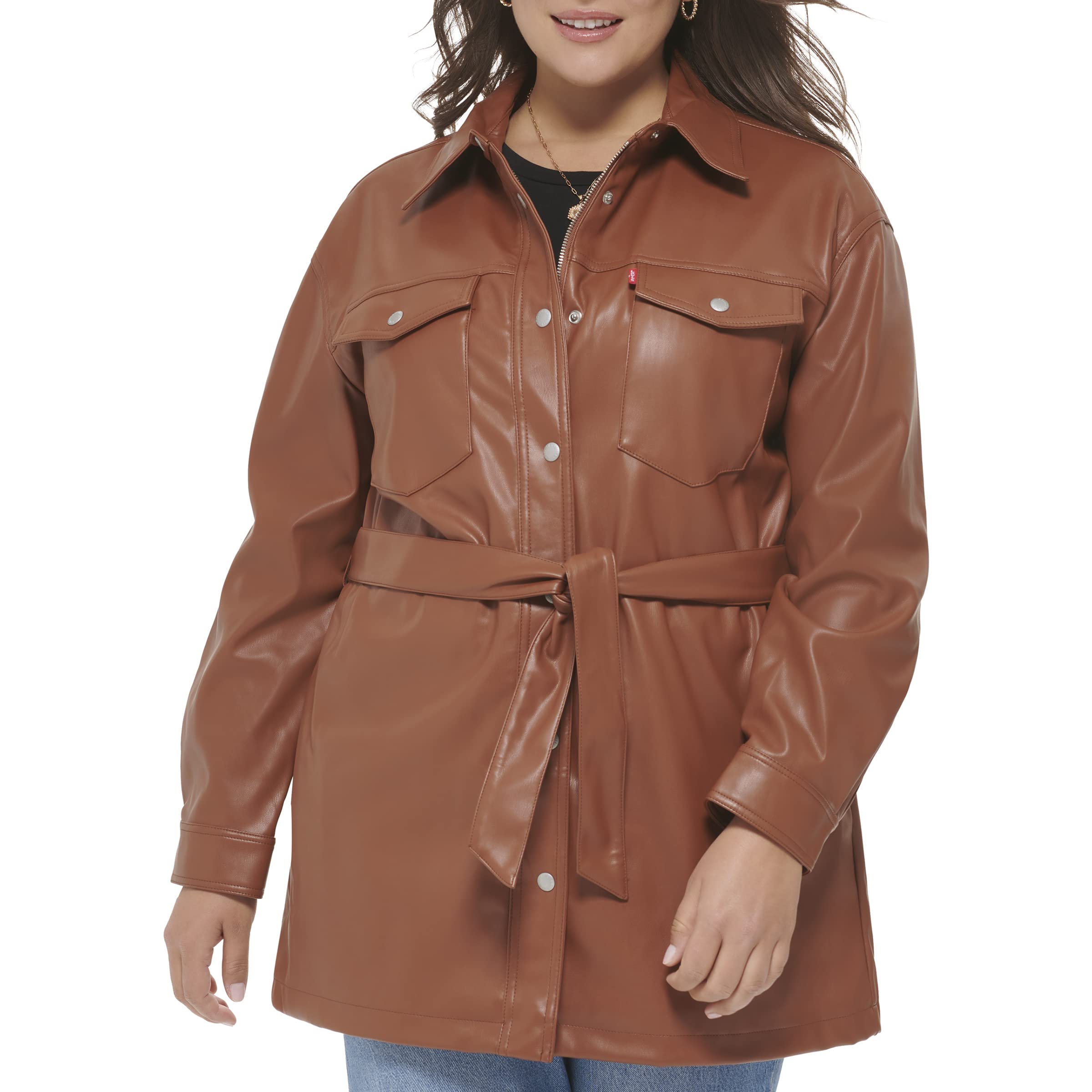 Levi's Women's Faux Leather Belted Shirt Jacket (Standard & Plus Sizes)