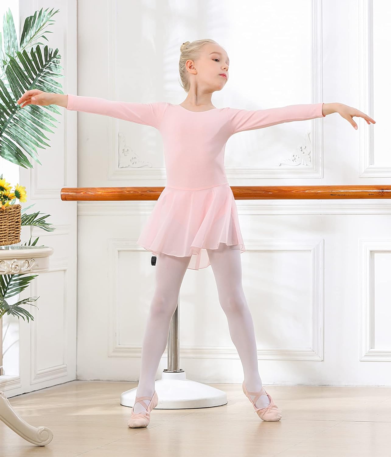 DIPUG Ballet Leotards for Girls Dance Leotard Long Sleeve Girls Dance Dress - Image 5
