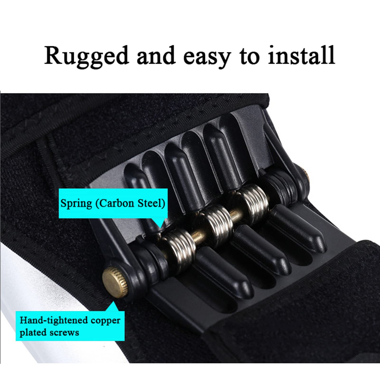 Ortezy kolana na ból i wsparcie kolana, 2-pak Power Knee Stabilizer Joint Support Sprężynowa podkładka stabilizująca kolano do uprawiania turystyki pieszej, wspinaczki po schodach, wspinaczki górskiej,Black