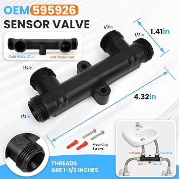 595926 Replacement Sensor Valve for Hot Water Recirculating Pump, Bypass Sensor Valve For Instant Hot Water(OEM)