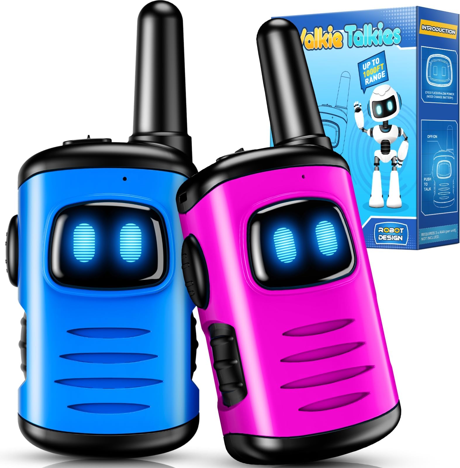 Toys for 3-8 Year Old Girls: comedyfun Mini Robots Walkies Talkies 2 Pack Easter Birthday Gifts for 3 4 5 6 7 8 Year Old Girls Boys Basket Stuffers Camping Hiking Toys Age 4 5 6 7 8 Girl Boy
