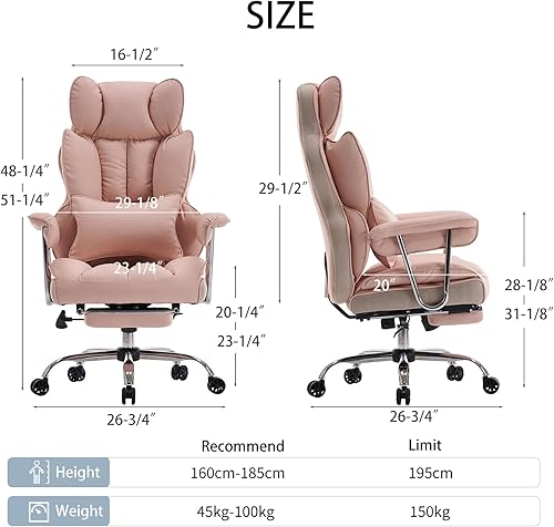 Miniatura 2 de Efomao Silla de oficina ergonómica con reposapiés, respaldo alto, silla de computadora de piel sintética para adultos, silla de escritorio ajustable