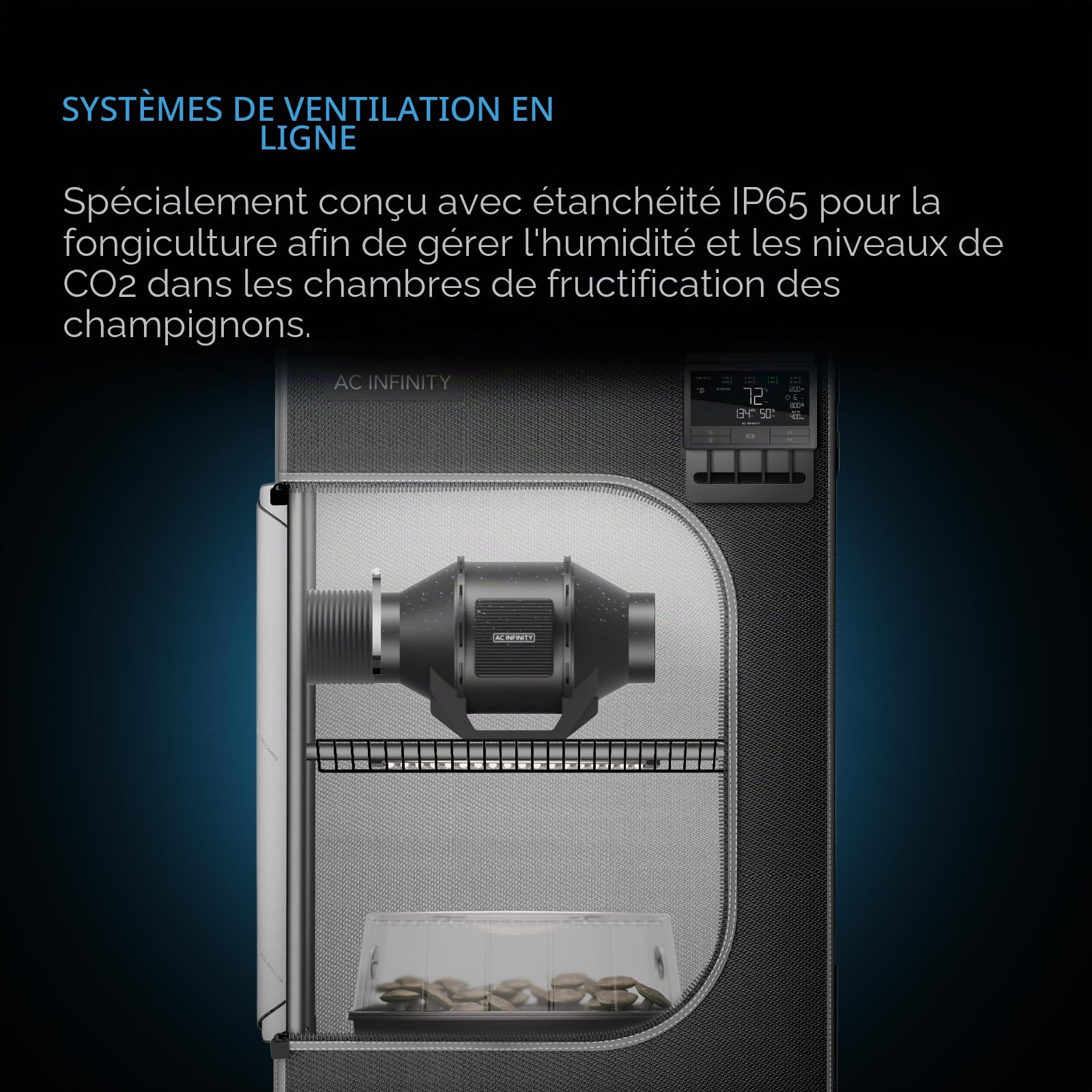 AC Infinity Cloudline H4 Ventilateur silencieux avec régulateur de vitesse