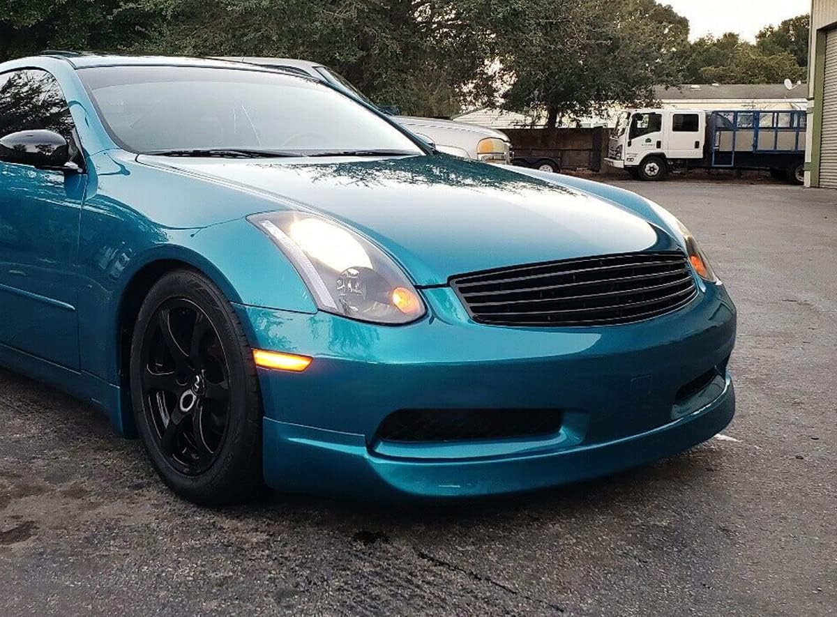 iJDMTOY Semi-Clear Lens Amber Full LED Front Fender Side Marker Light Assembly Kit Compatible with 2003-2006 Infiniti G35 Sedan, Replace OEM Amber Sidemarkers