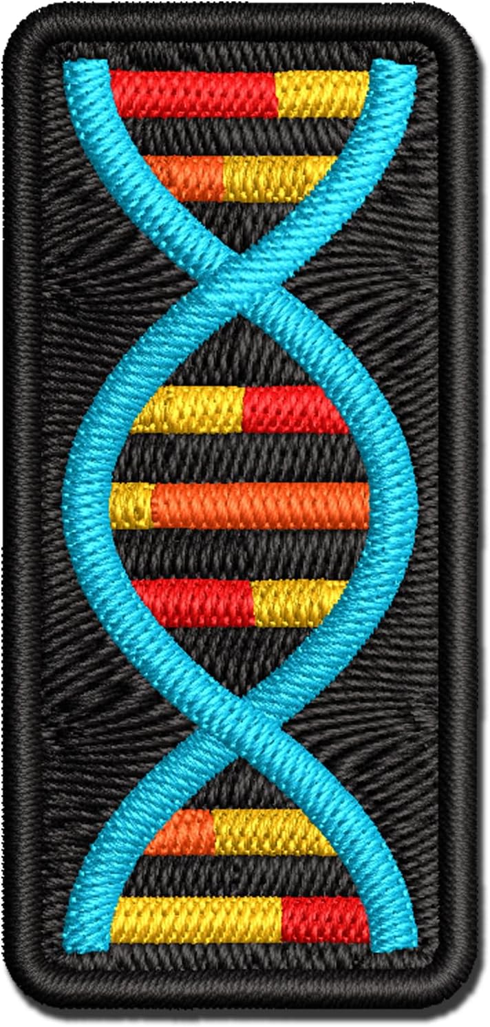 DNA Molecule Double Helix Science Symbol Multi-Color Embroidered Iron-On Patch Applique - Large 3.5 Inch