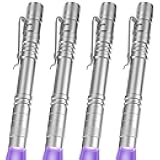 COSOOS UV Black Light Flashlights, 4 Pack 395nm Mini Pen Lights with Clip, Waterproof Ultraviolet Flashlights for AC Leak, Pet Urine, Scorpion, Hotel Inspection, Dry Stain and Bed Bug(Silver)
