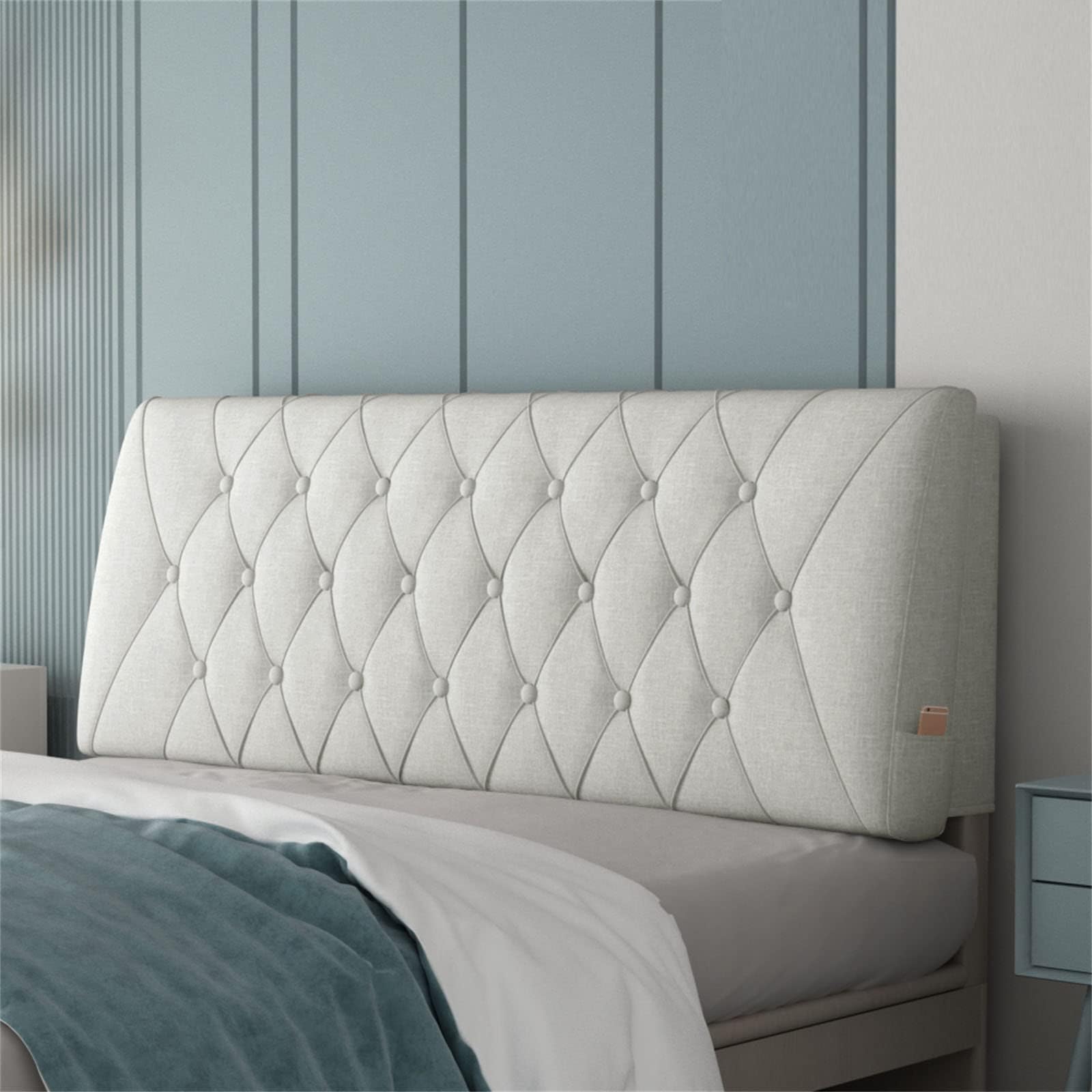 ZZYY Bedside Cushion Bed Backrest Linen Headboard Cushion Support Reading Pillow Bolster for Twin Full Queen King Daybed Bed Bunk Bed Removable Washable,Gray,35.4"/90cm(Single)