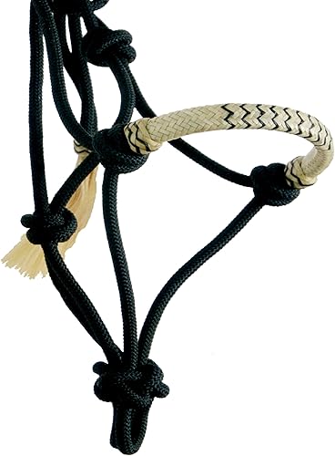 Cuerda de nailon para caballo, banda de nariz estable para caballo, trenzada, sin presión, cuerda de plomo (sin plomo, negro)