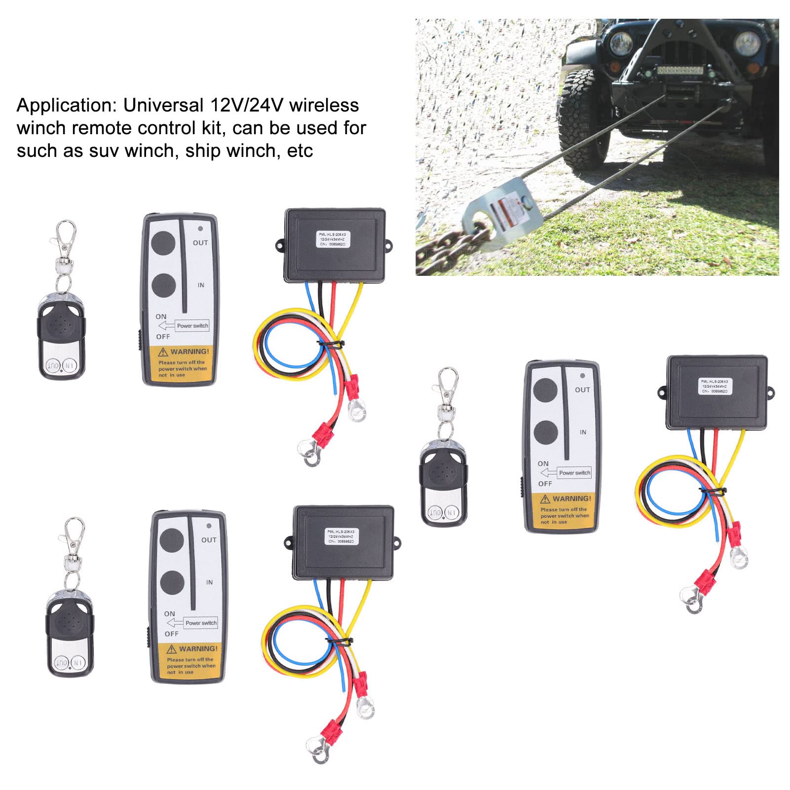 Kit de Control Remoto de Cabrestante Inalámbrico de Recuperación de 12V Y 24V para Camión, ATV, SUV, Controlador de Interruptor de Auricular, Conjunto de Interruptor de Control Remoto Inalámbrico de C