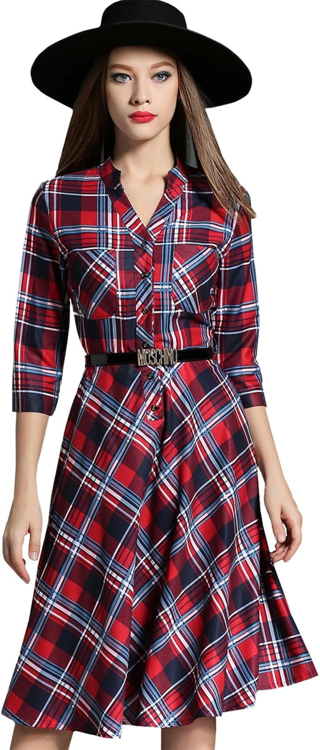 YISAI Women Dresses 3/4 Sleeves Casual 