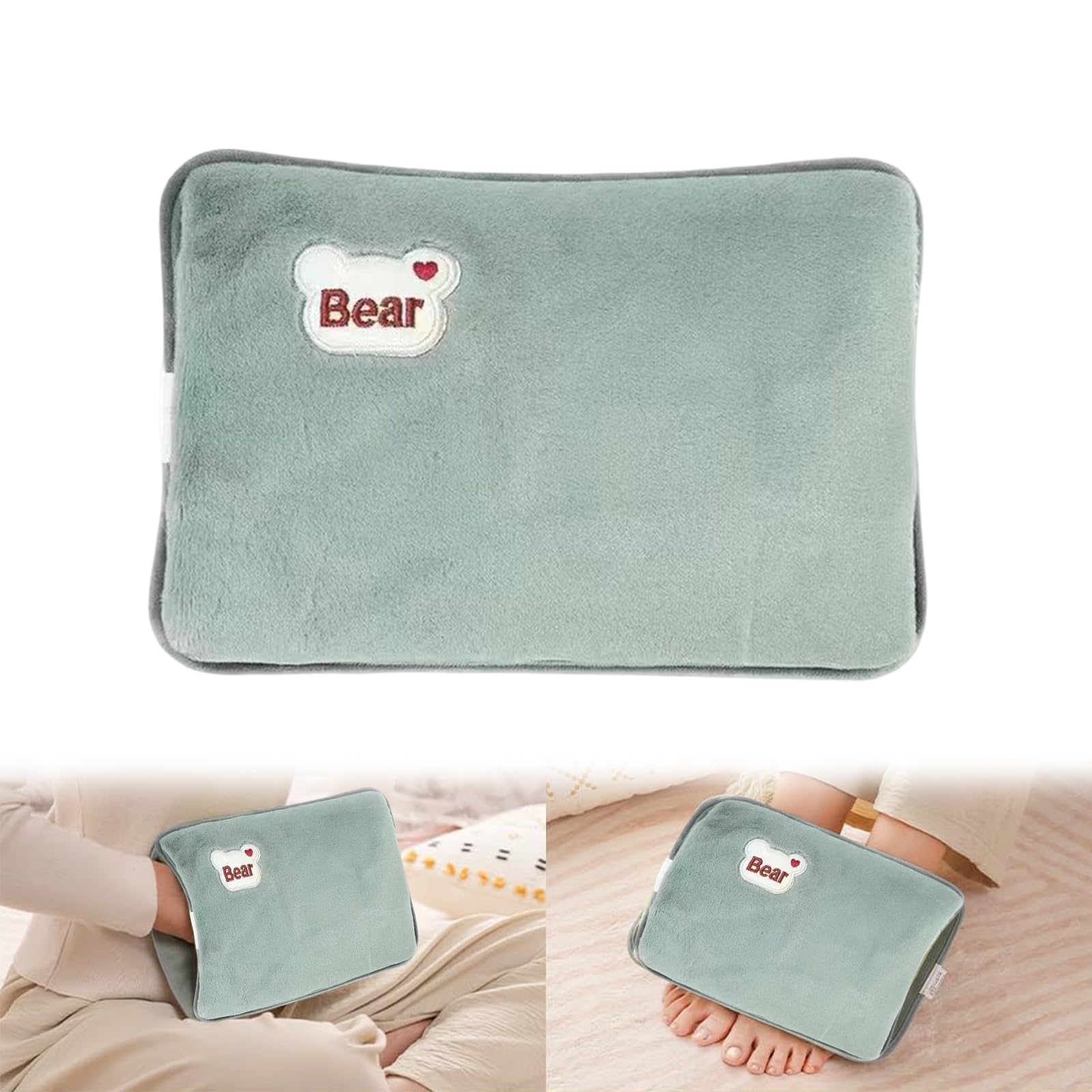 Bolsa De Agua Caliente, Bolsa de Agua Caliente Eléctrica, Bolsa de Agua Caliente Eléctrica Recargable, para Invierno y Relajación, Verde
