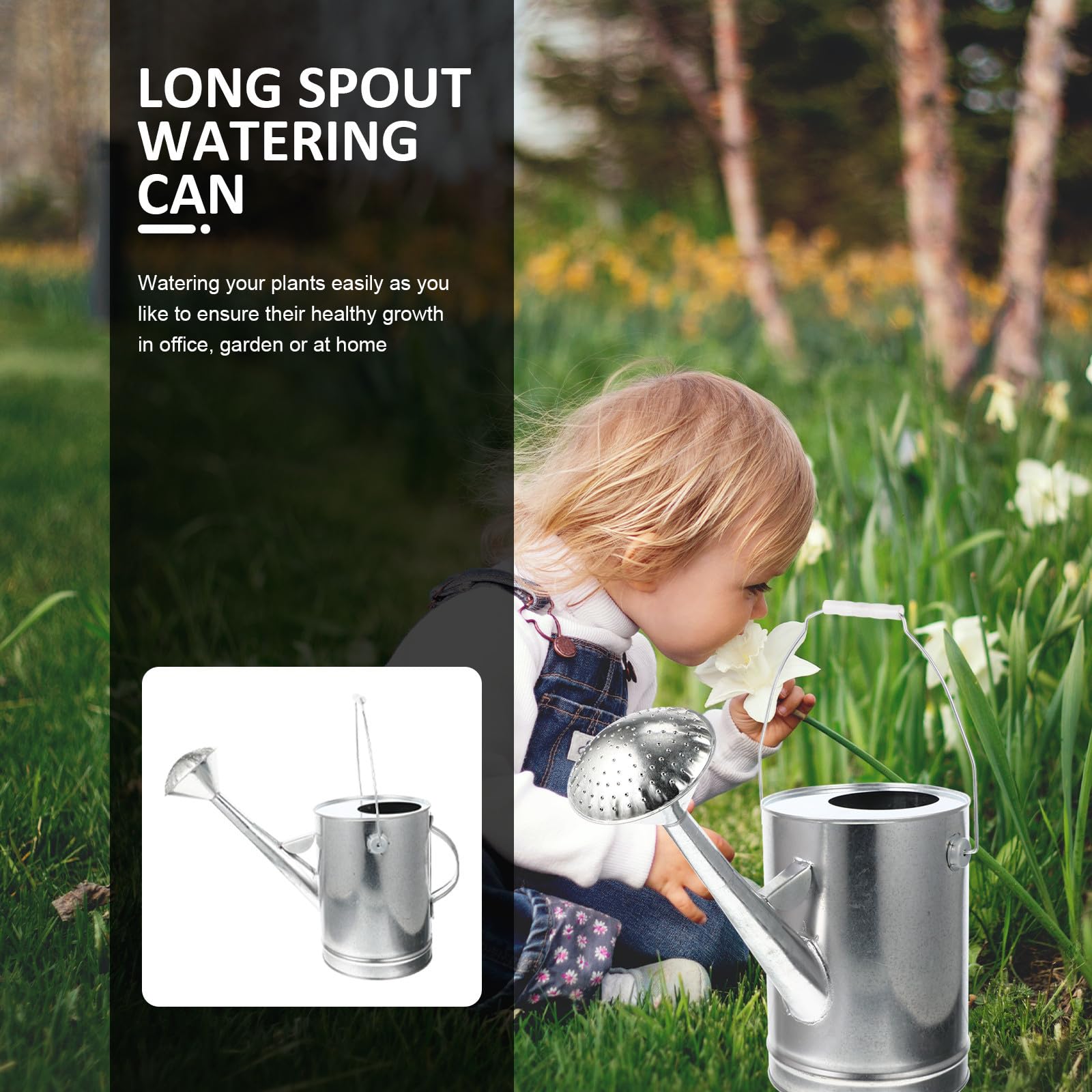 TOPBATHY Arrosoir Long Bec et 5l pour Fond Plat Galvanisé Arrosage Intérieur et Extérieur Plantes Jardin
