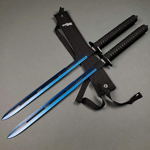 Juego de 2 piezas de 25 pulgadas, espada de machete doble, Katana, funda de nailon para colección, regalo o deportes al aire libre