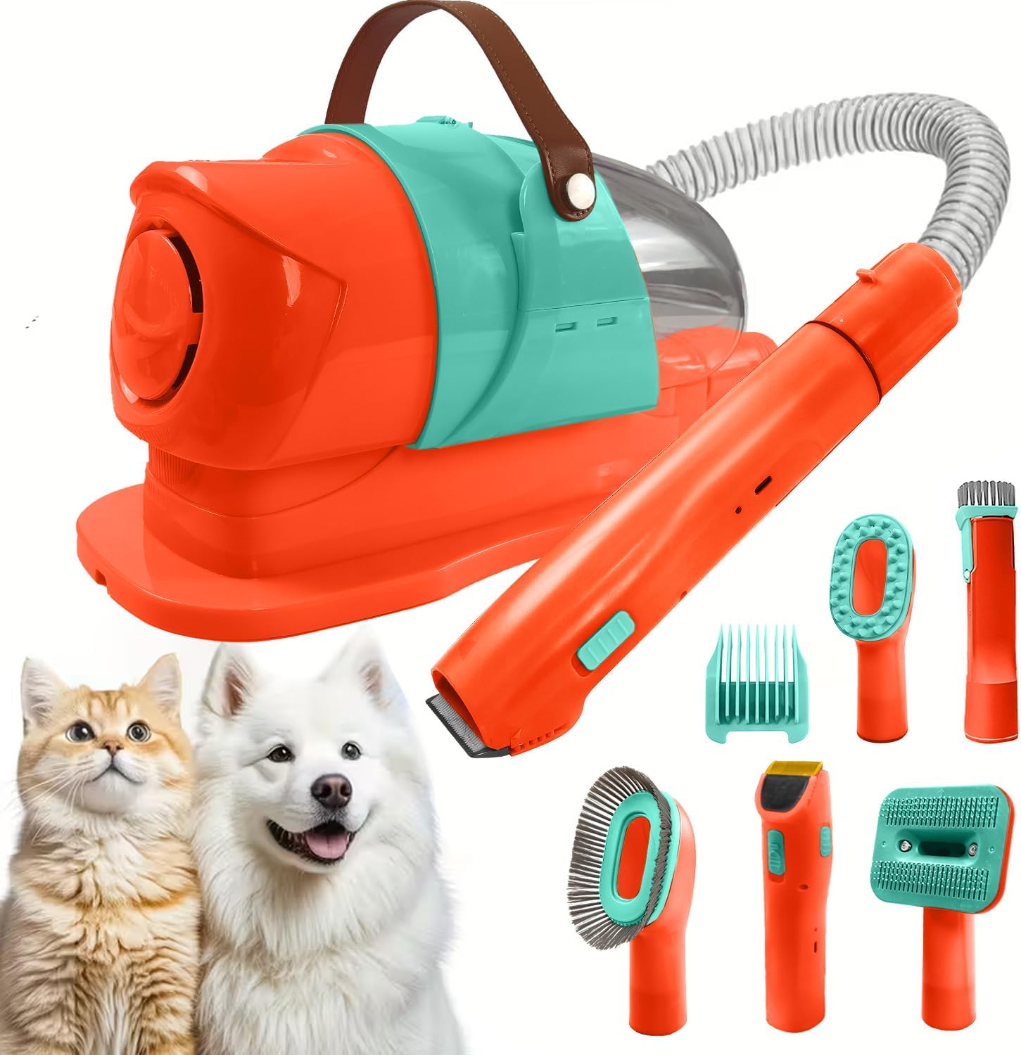 All in One Pet Grooming Kit with Vacuum, Low Noise <65dB, Hair Collection and Suction, for Dogs and Cats (Light Blue)