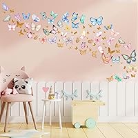 Vista 5 de Calcomanías de pared que brillan en la oscuridad - Adhesivos de mariposas luminosas, calcomanías autoadhesivas removibles coloridas para dormitorio