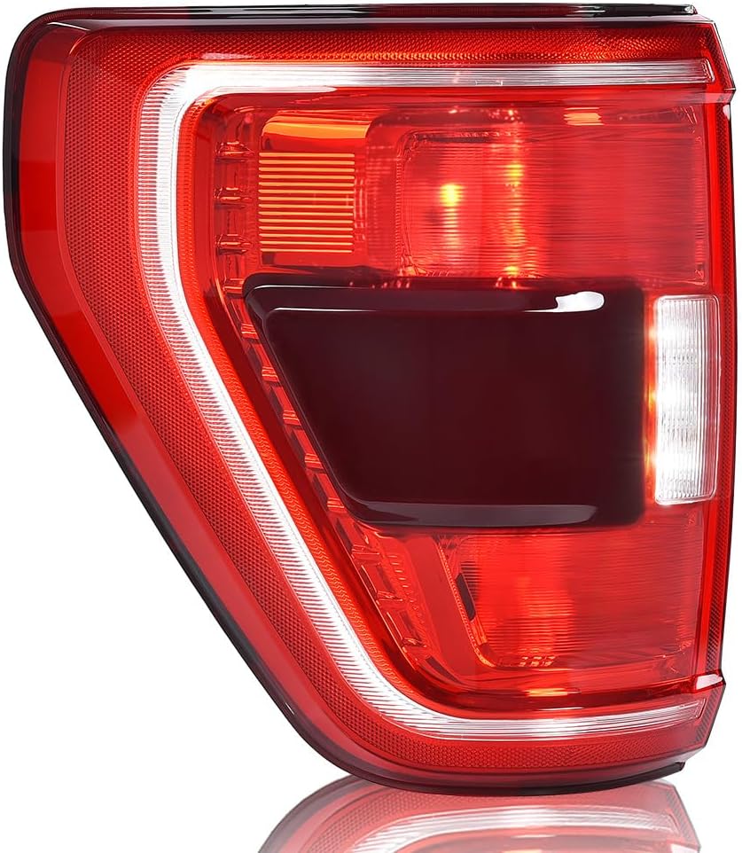 DOTCOM LED Tail Light Assembly Rear Lamp Left Side Compatible with Ford F150 XLT 2021 2022 2023 w/Factory Incandescent w/Blind Spot Models Red Lens Luces Traseras ML3Z13405C FO2818159