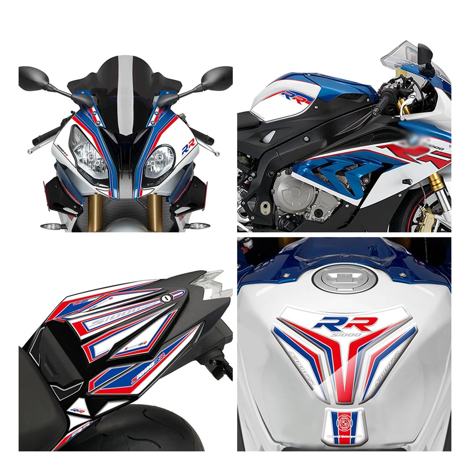 Brandstoftank Pad Kit Sticker Tank Side Gas Cap Cover Protector 3D Koolstofvezel Motorfiets Sticker Voor Bmw S1000RR S1000R HP4 Versieren (Color : C