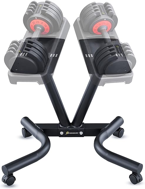 Strongology Durable Steel Adjustable Dumbbell Universal Floor Stand, Space Saver Adjustable Weights Rack