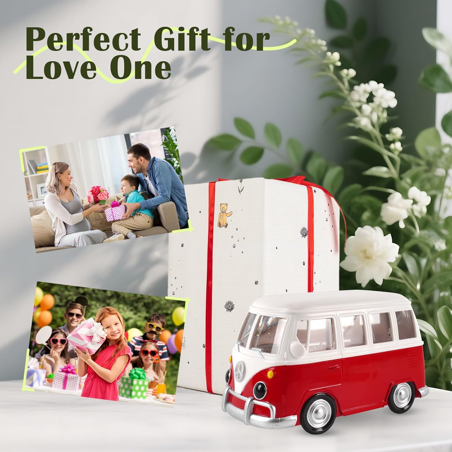 Bus Snow Globe with 6H Timer and Swirling Glitter, USB & Battery Powered, Night Light Snowglobes Statue for Home & Office, Gift Idea (Bus) - Image 7