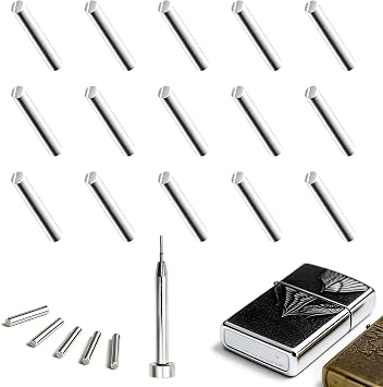 16pcs Lighters Accessories 15 x Hinge Pins with 1 x Impact Pen, for Lighters, Replacement Lid Hinge Pin, Spare Parts Repair DIY Accessory Set