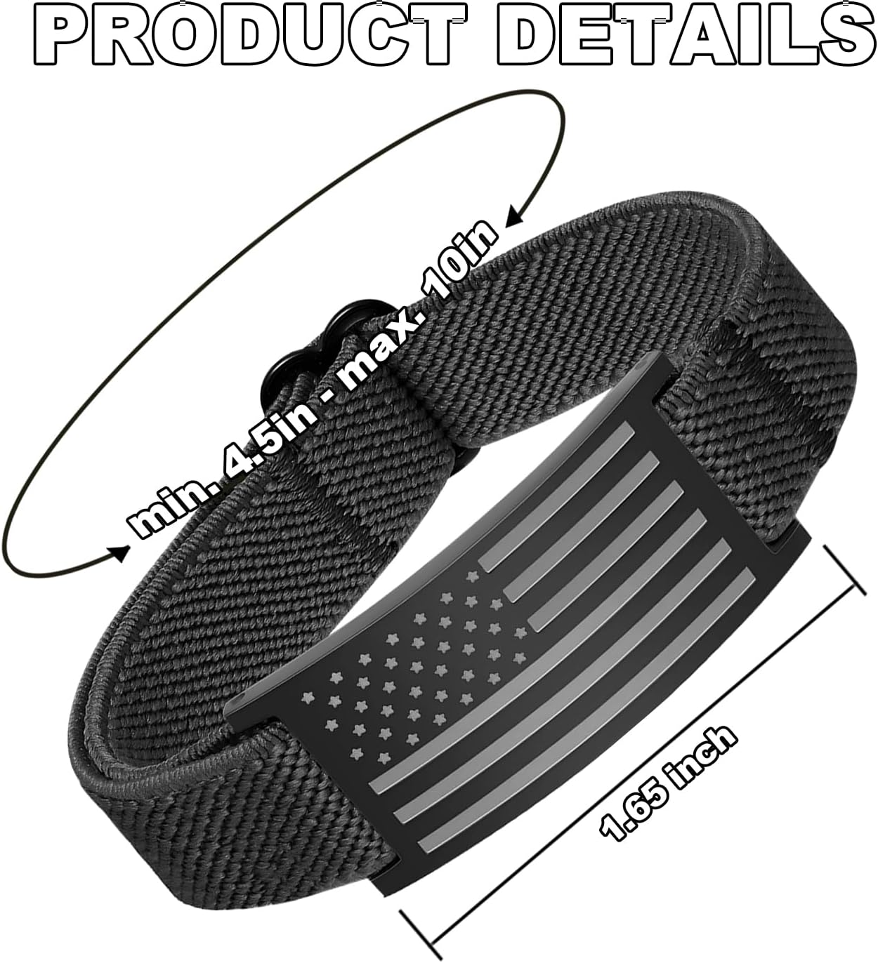 To My Dad Son Husband Man Bracelet, American Flag Bracelets for Men, Black Elastic Stretch Strap Adjustable Jewelry, Gifts for Valentines Christmas Birthday - Image 3