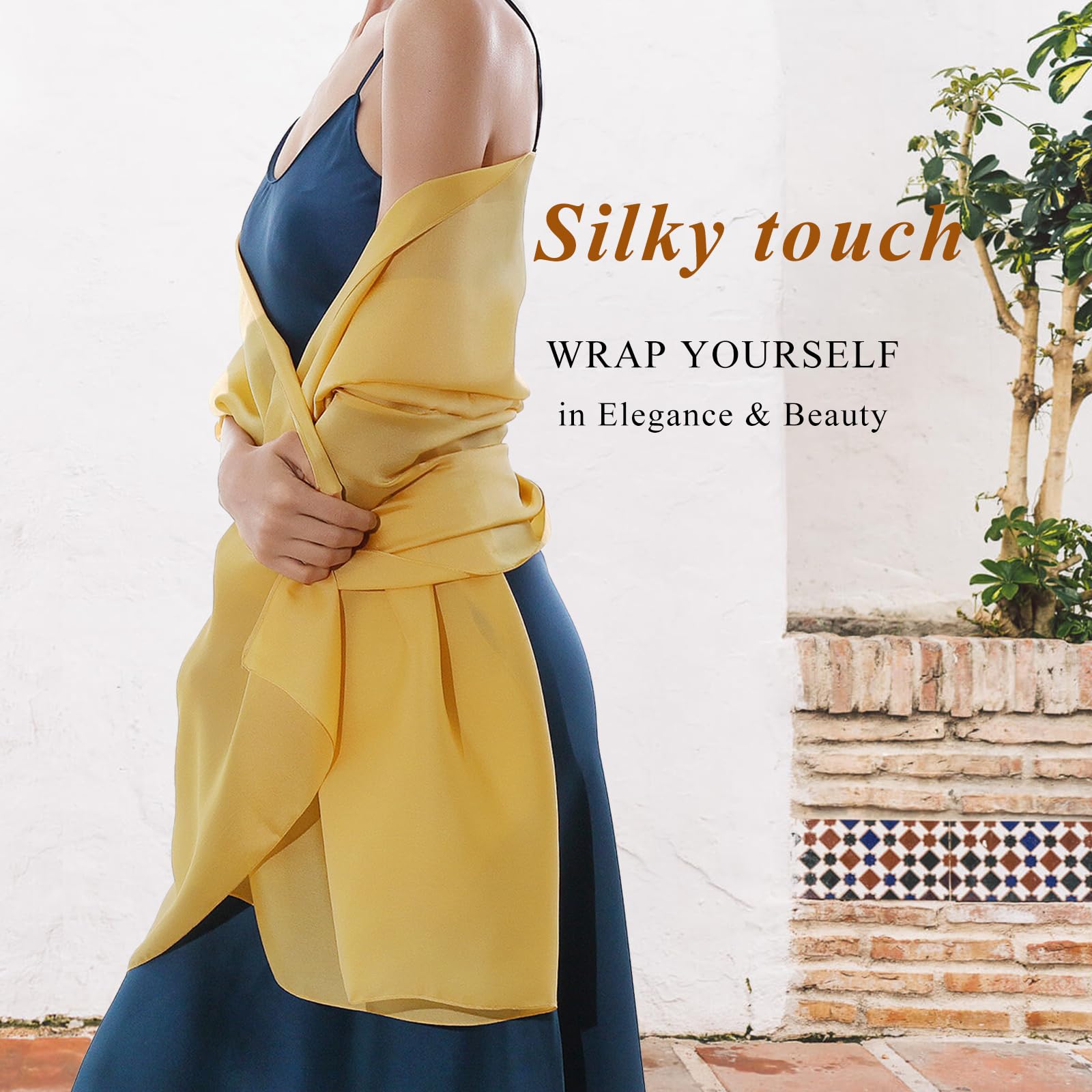 RIIQIICHY Foulard Sciarpa Seta Donna Pashmina Stola Scialle Cerimonia Abito da Sera Elegante Sposa