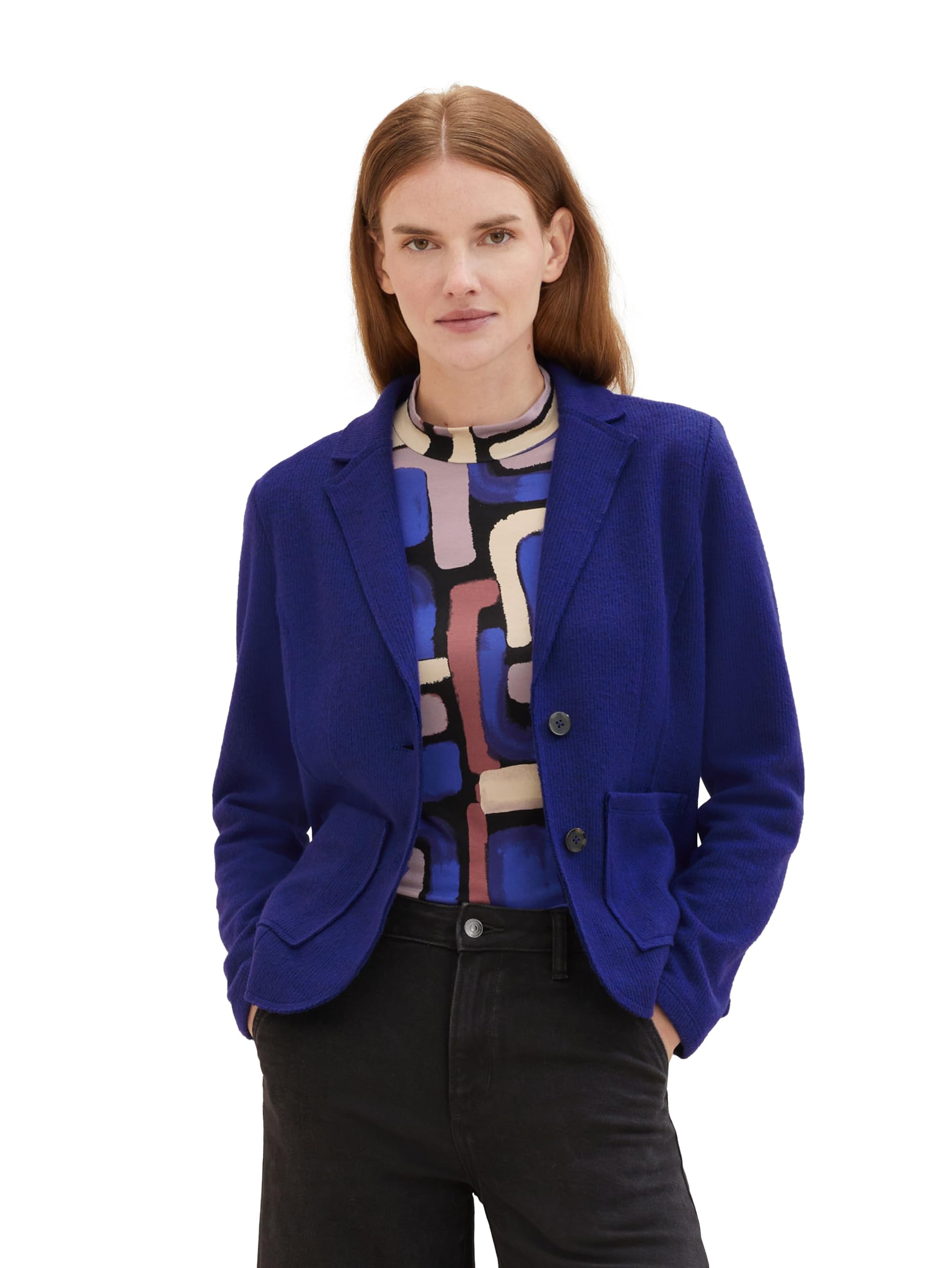 TOM TAILOR Women's Blazer, 33965 Crest Blue Melange, 12