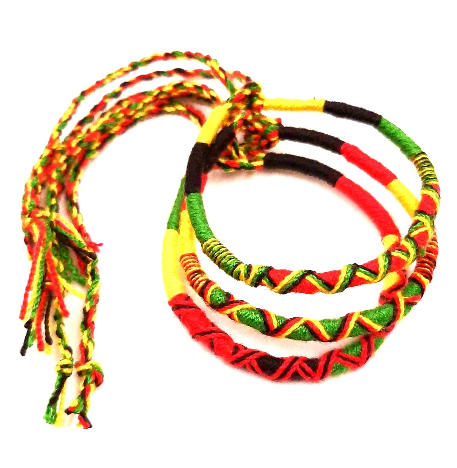 Bracelet Macramé Rouge Et Jaune Ajustable - Fil Ciré Résistant à L'eau - Fait Main En France - Unisexe - 11