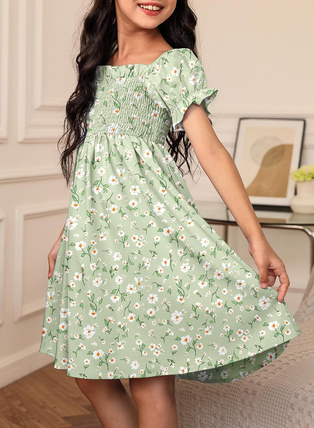 blibean Girls Summer Dress Tween Floral Boho Dresses Size 4-13 Years - Image 4