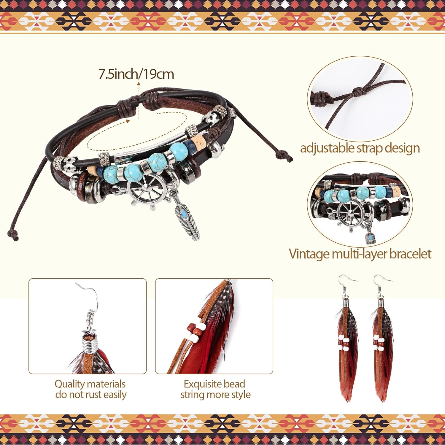 Foaincore 5 Pcs Indian Costume Set Native Princess Costume Supplies for Halloween - Image 3