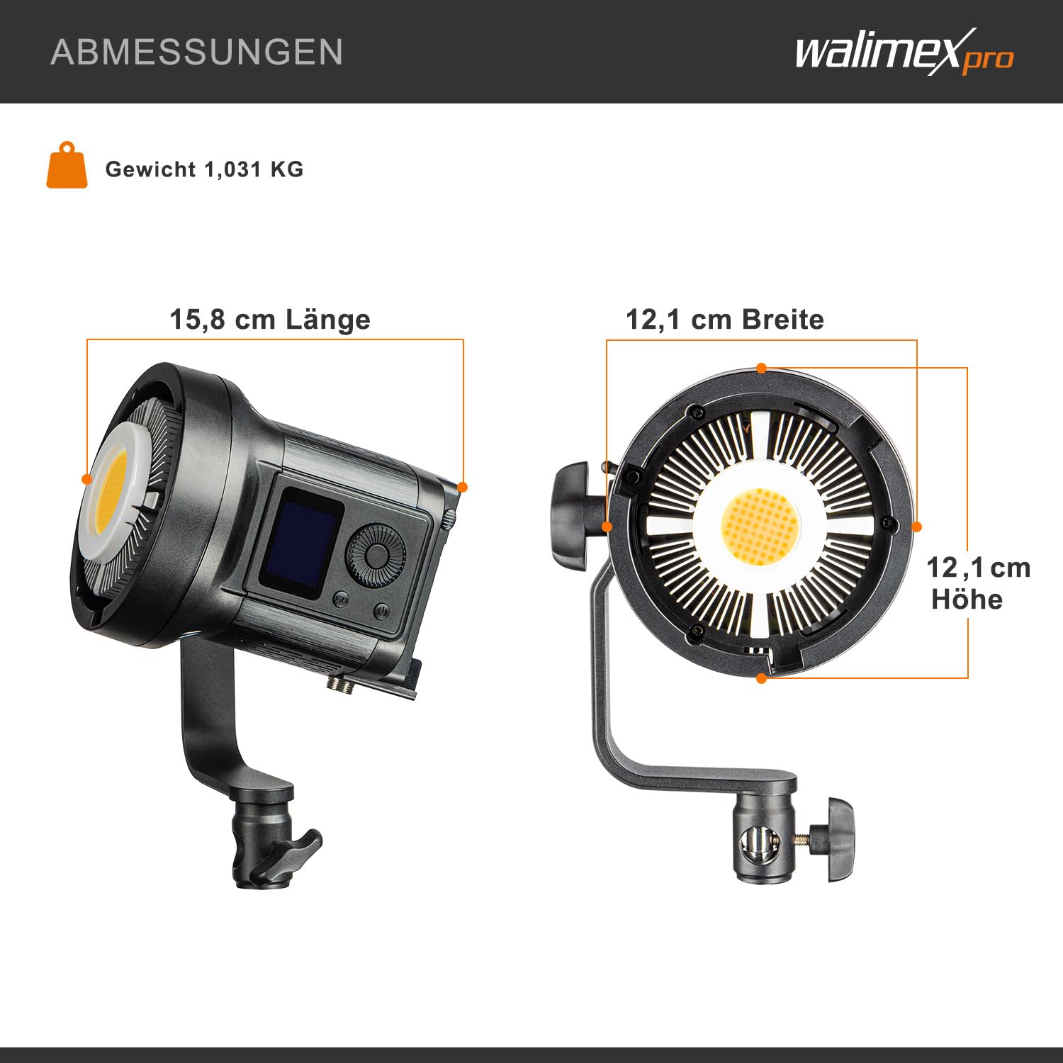 Walimex pro Niova 120 W Compact Bi Color ściemniana lampa wideo LED z reflektorem Bowens I światło studyjne z technologią COB LED I 3000-6500 K, CRI=95+ I natężenie światła regulowane w zakresie