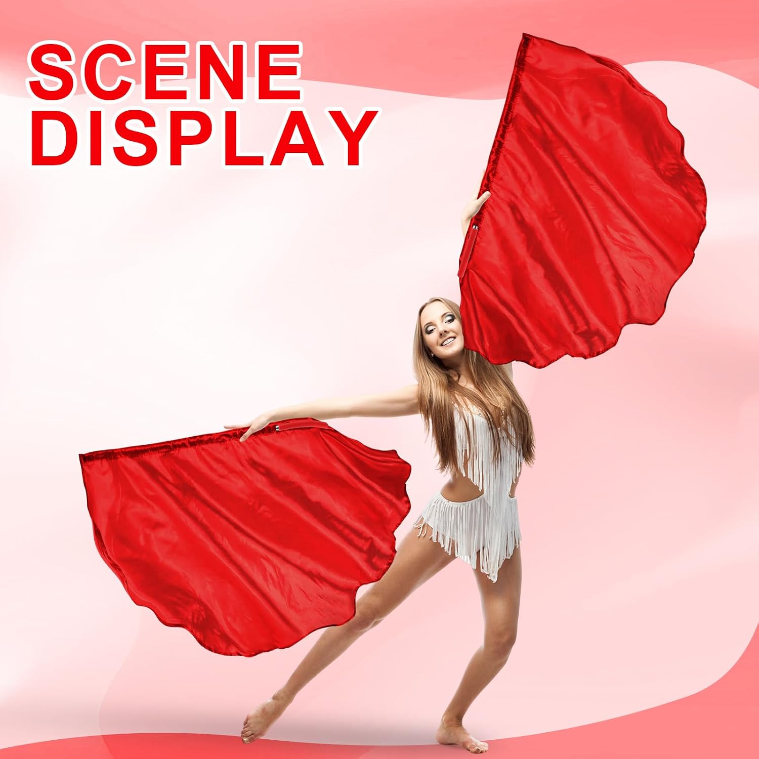 HunnmingRe 8 Set Worship Dance Flags with 8 Pcs Scalable Rod 29.5 x 39.3 Inch Praise Church Flags Semicircle Worship Angel Wing for Girls Adults Practice Performance(Red)
