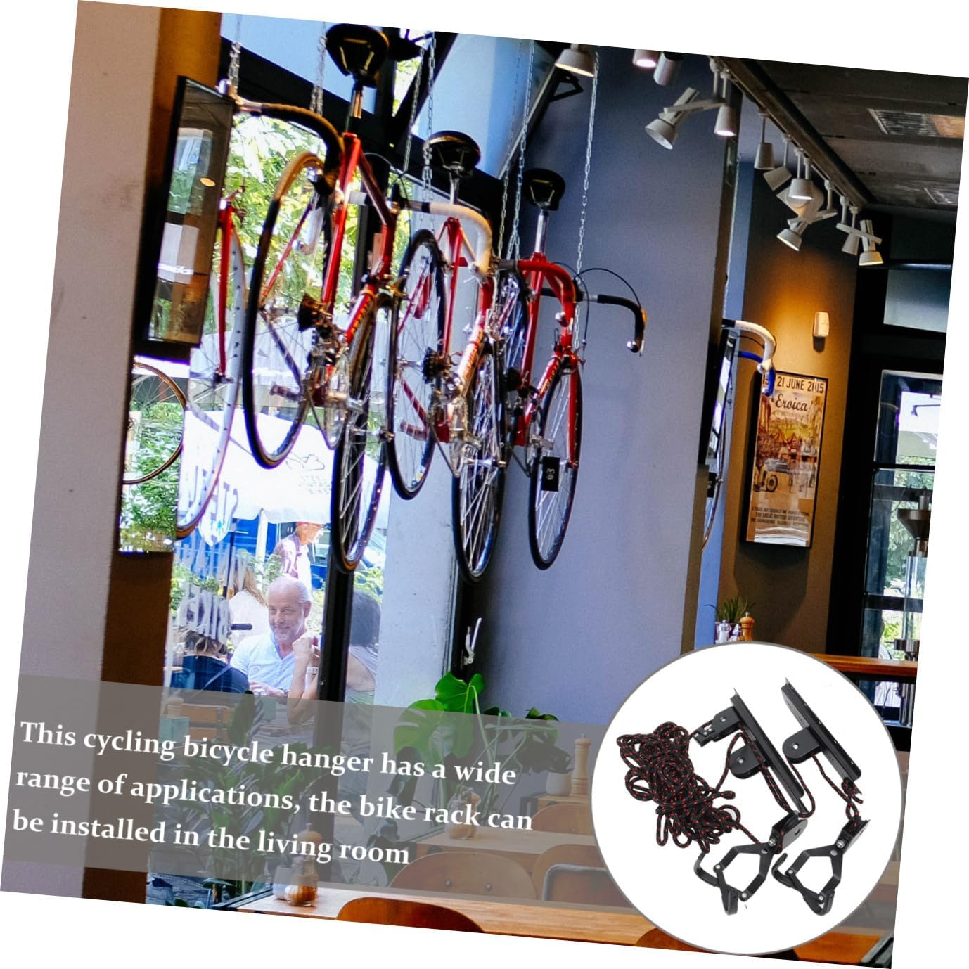 GANAZONO Bike Hoist Lift Ceiling and Wall Mount Rack Garage Bicycle Storage Hanger for Indoor Use Black Metal Bike Rack with Heavy-duty Hooks Random Color